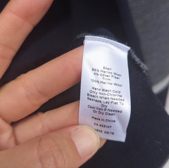 TALBOTS pure merino wool navy gray colorblock open front long cardigan coatigan - Picture 8 of 8